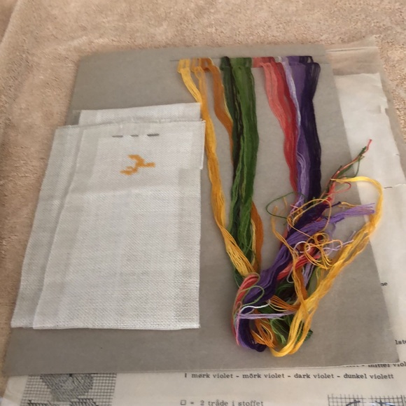 Miniklokkestreng Cross Stitch Kit Pansy Wallhanging 14x2.5” - Picture 5 of 5